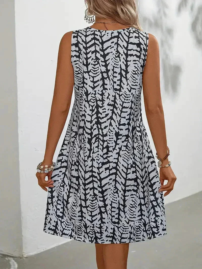 Hannie Printed Mini Dress for Women – Sleeveless Summer Dress in Light Breathable Fabric