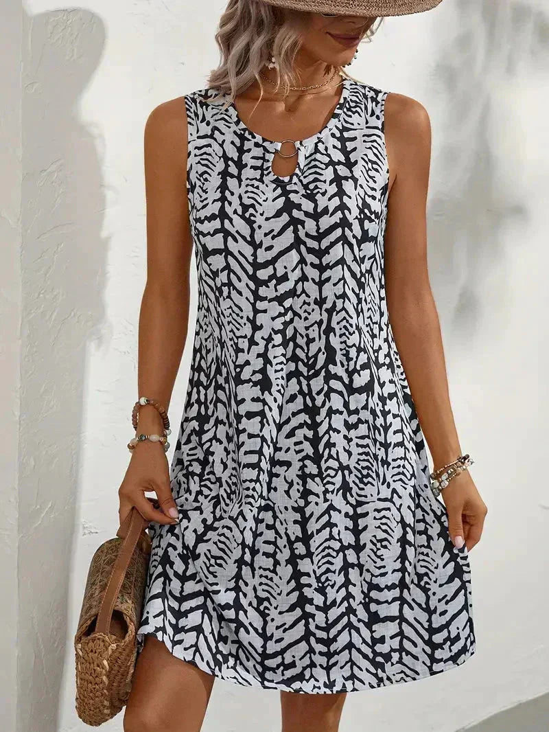 Hannie Printed Mini Dress for Women – Sleeveless Summer Dress in Light Breathable Fabric