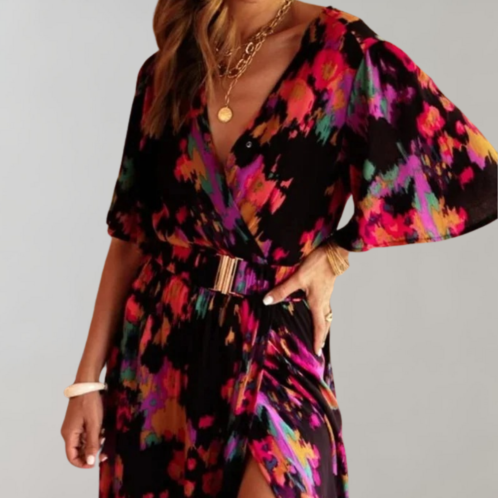 Laurette Summer Dress for Women – Wrap Style & Breathable Polyester for Spring-Summer