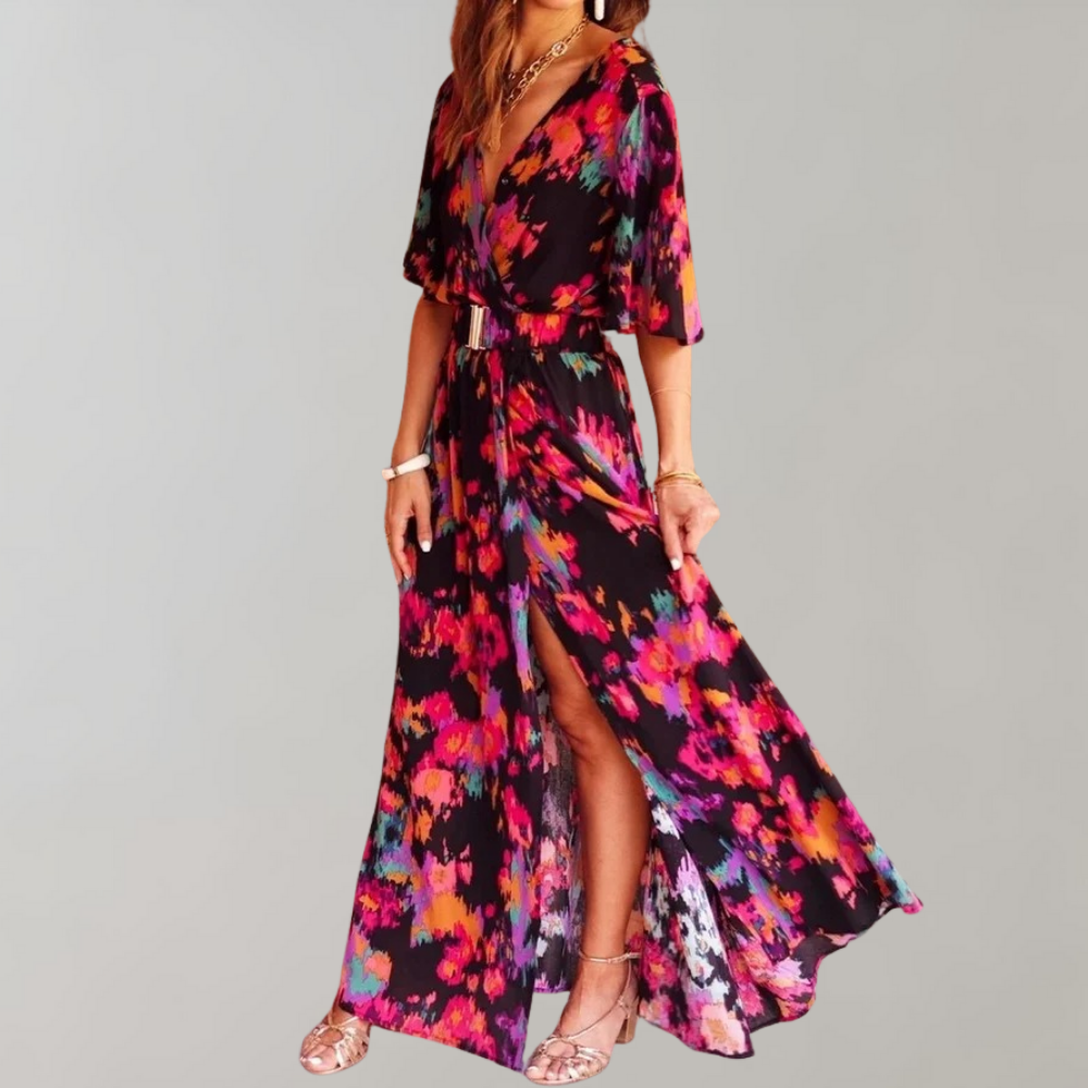 Laurette Summer Dress for Women – Wrap Style & Breathable Polyester for Spring-Summer