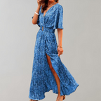 Laurette Summer Dress for Women – Wrap Style & Breathable Polyester for Spring-Summer