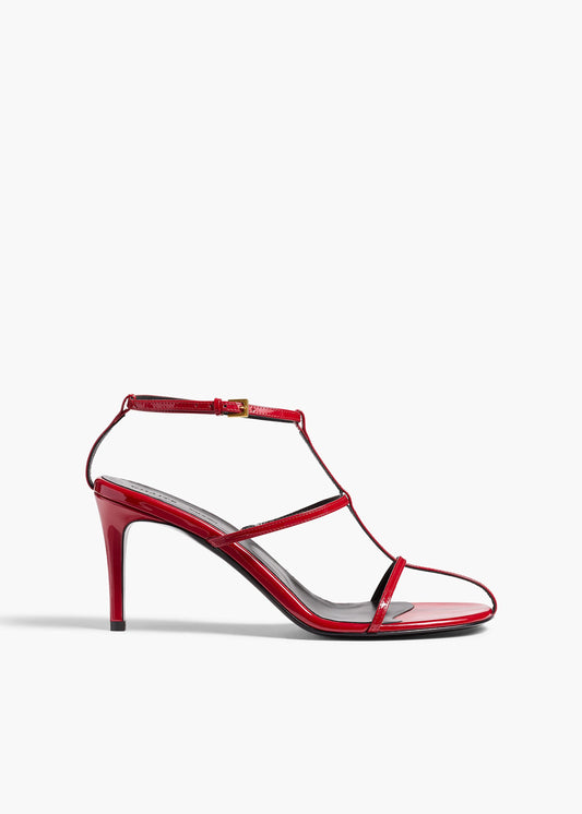 Cage Sandal in Fire Red Patent Leather