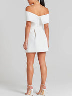 Haziel Cocktail Dress for Women – Sleeveless Skater Dress with Boat Neck, Belt & Elegant Cut
