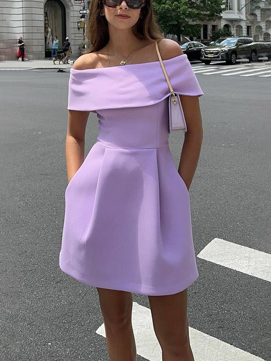 Haziel Cocktail Dress for Women – Sleeveless Skater Dress with Boat Neck, Belt & Elegant Cut
