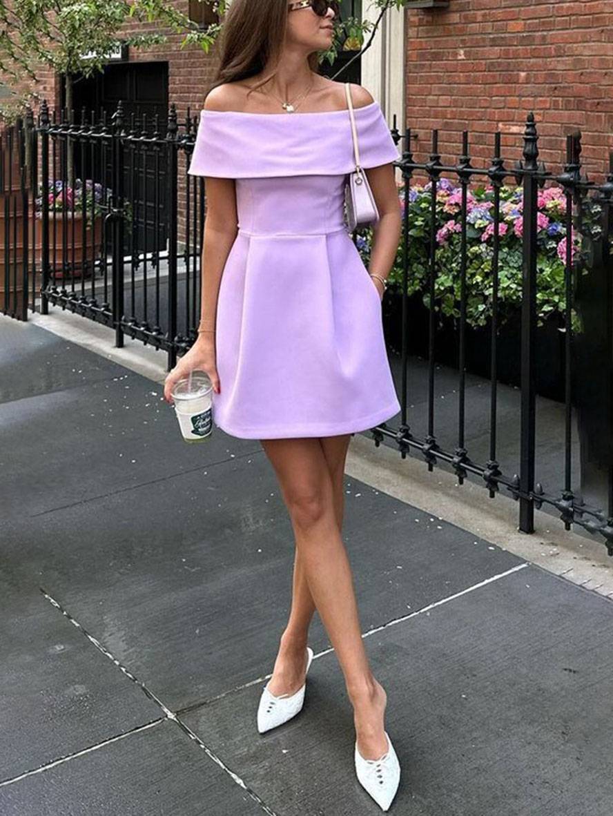 Haziel Cocktail Dress for Women – Sleeveless Skater Dress with Boat Neck, Belt & Elegant Cut