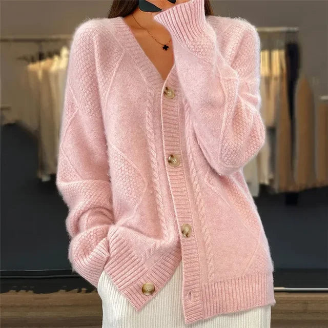 Lena Cardigan for Women – Soft Cashmere Cardigan with Buttons & Elegant Long Sleeves