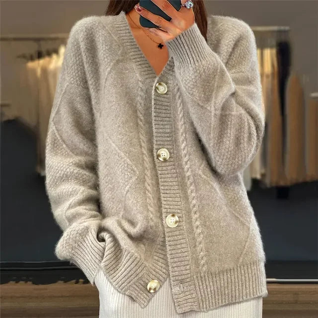 Lena Cardigan for Women – Soft Cashmere Cardigan with Buttons & Elegant Long Sleeves