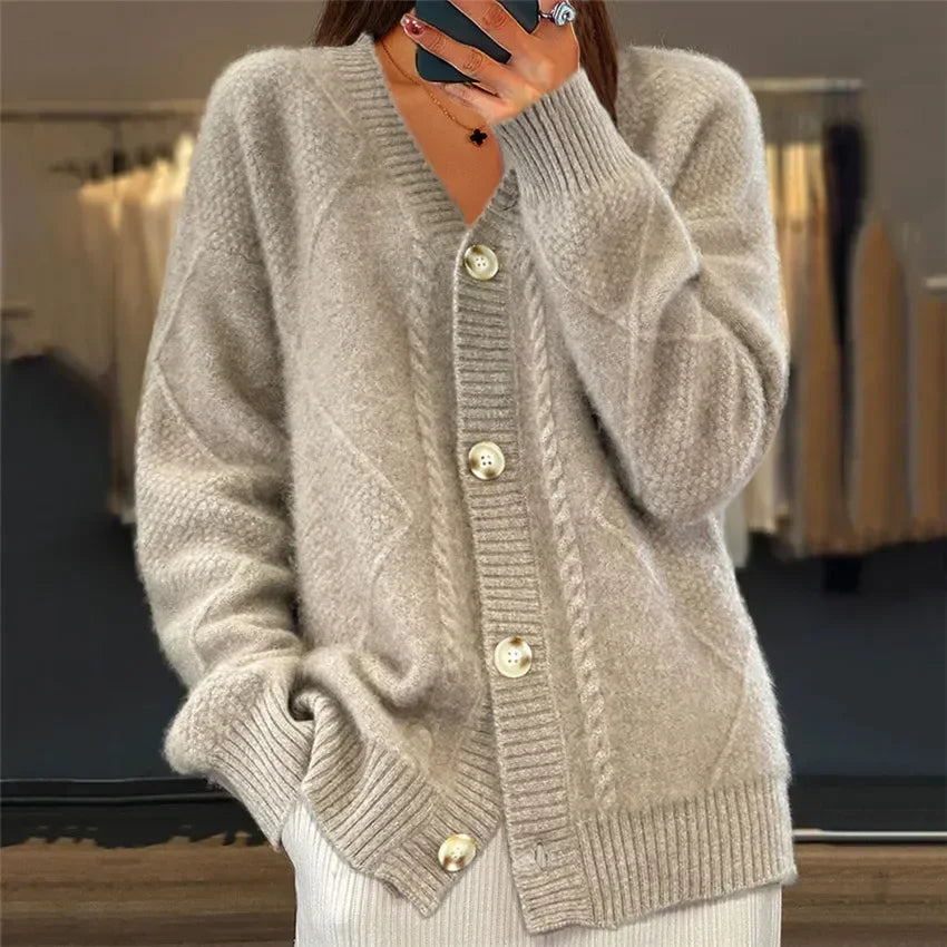 Lena Cardigan for Women – Soft Cashmere Cardigan with Buttons & Elegant Long Sleeves