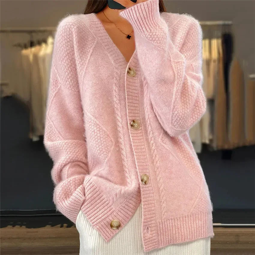 Lena Cardigan for Women – Soft Cashmere Cardigan with Buttons & Elegant Long Sleeves