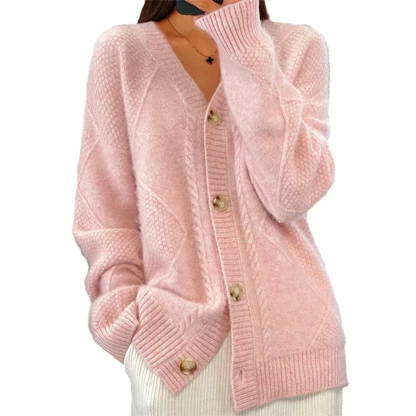 Lena Cardigan for Women – Soft Cashmere Cardigan with Buttons & Elegant Long Sleeves