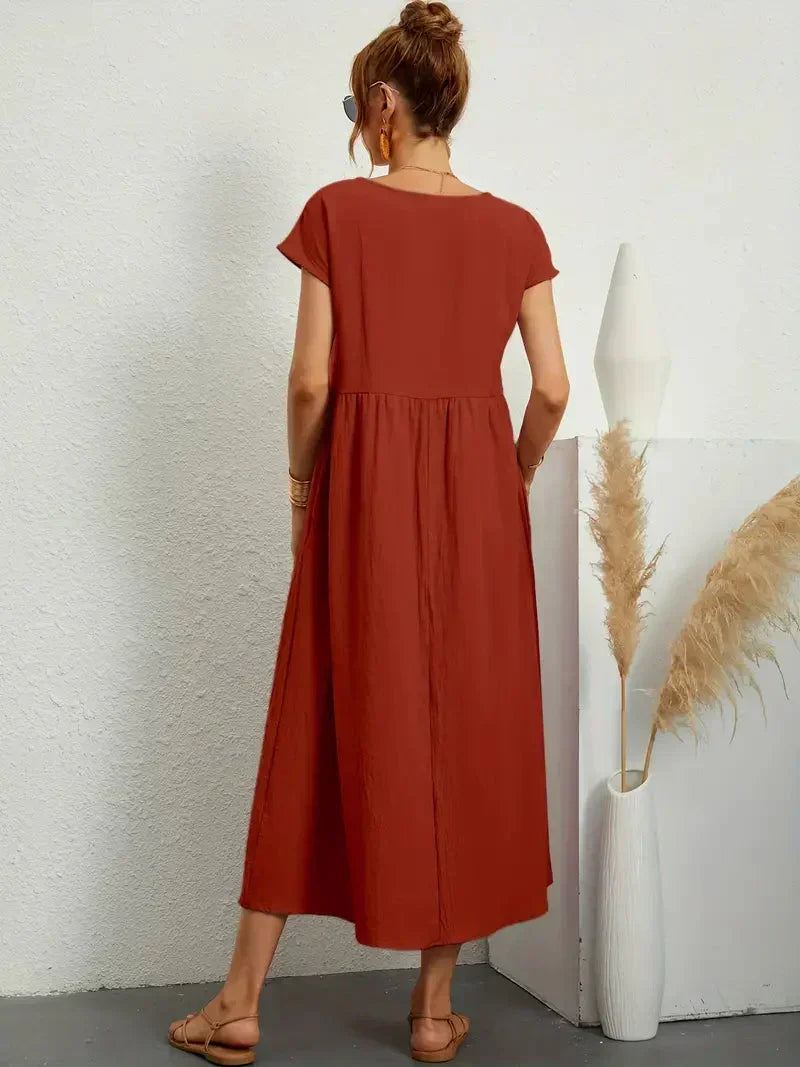 Melody Long Dress for Women – Light Summer Dress in Blended Cotton with Elegant Cut & Timeless Style