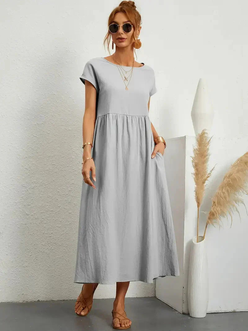 Melody Long Dress for Women – Light Summer Dress in Blended Cotton with Elegant Cut & Timeless Style