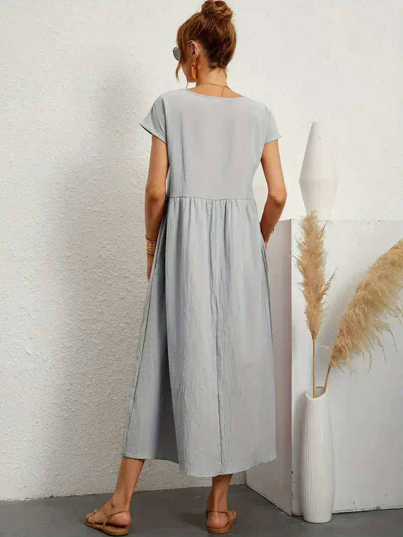 Melody Long Dress for Women – Light Summer Dress in Blended Cotton with Elegant Cut & Timeless Style