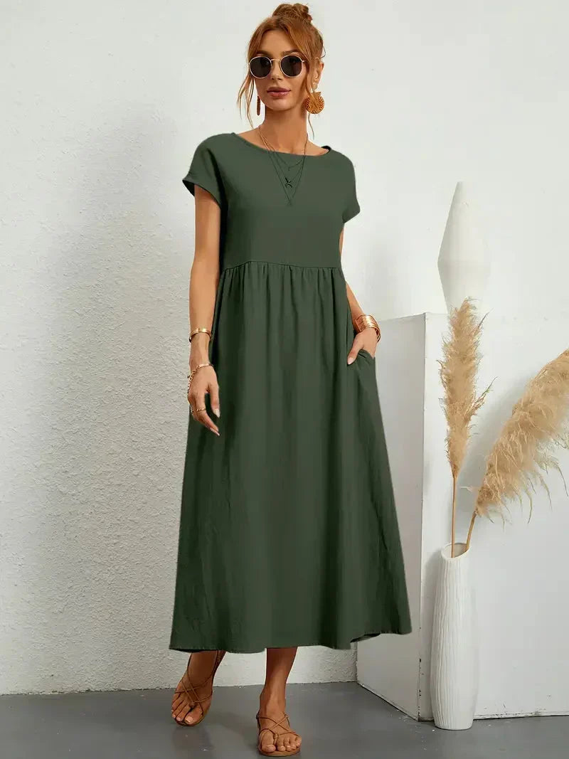 Melody Long Dress for Women – Light Summer Dress in Blended Cotton with Elegant Cut & Timeless Style