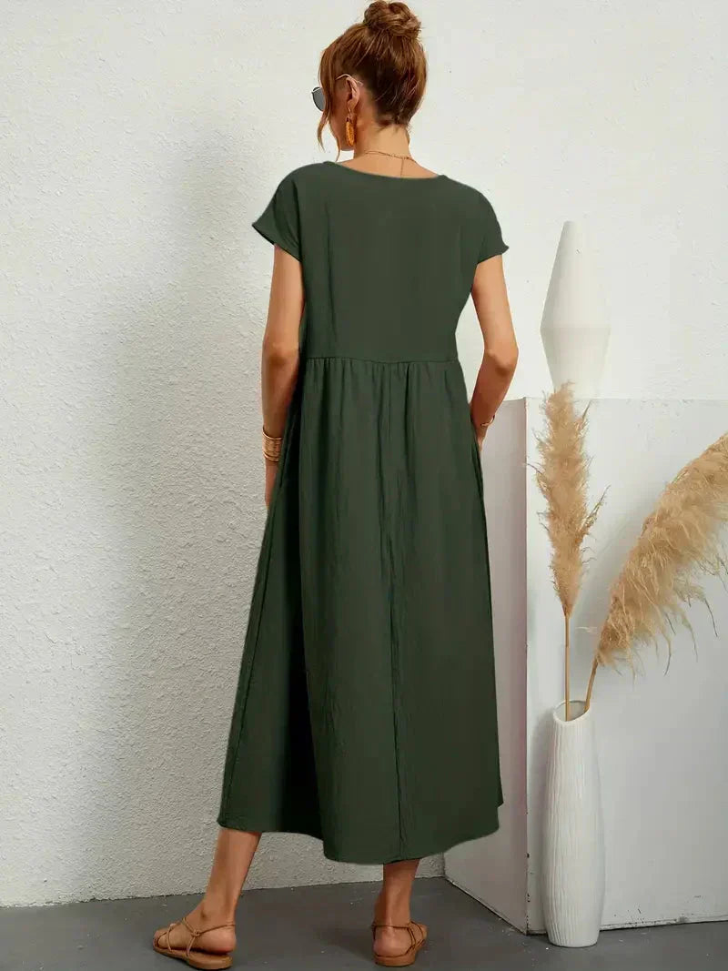 Melody Long Dress for Women – Light Summer Dress in Blended Cotton with Elegant Cut & Timeless Style