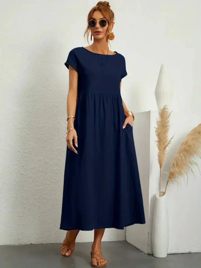 Melody Long Dress for Women – Light Summer Dress in Blended Cotton with Elegant Cut & Timeless Style