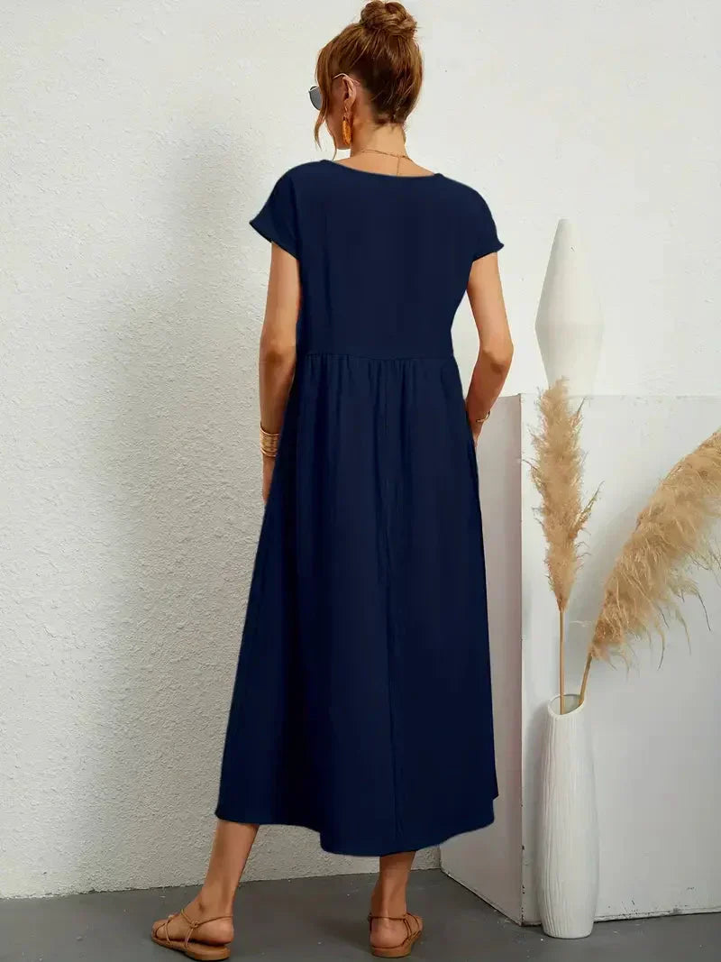 Melody Long Dress for Women – Light Summer Dress in Blended Cotton with Elegant Cut & Timeless Style