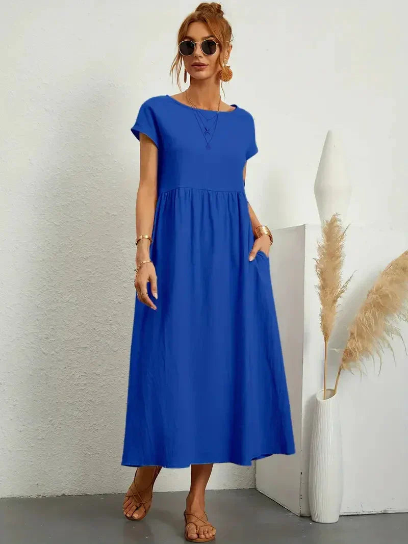 Melody Long Dress for Women – Light Summer Dress in Blended Cotton with Elegant Cut & Timeless Style