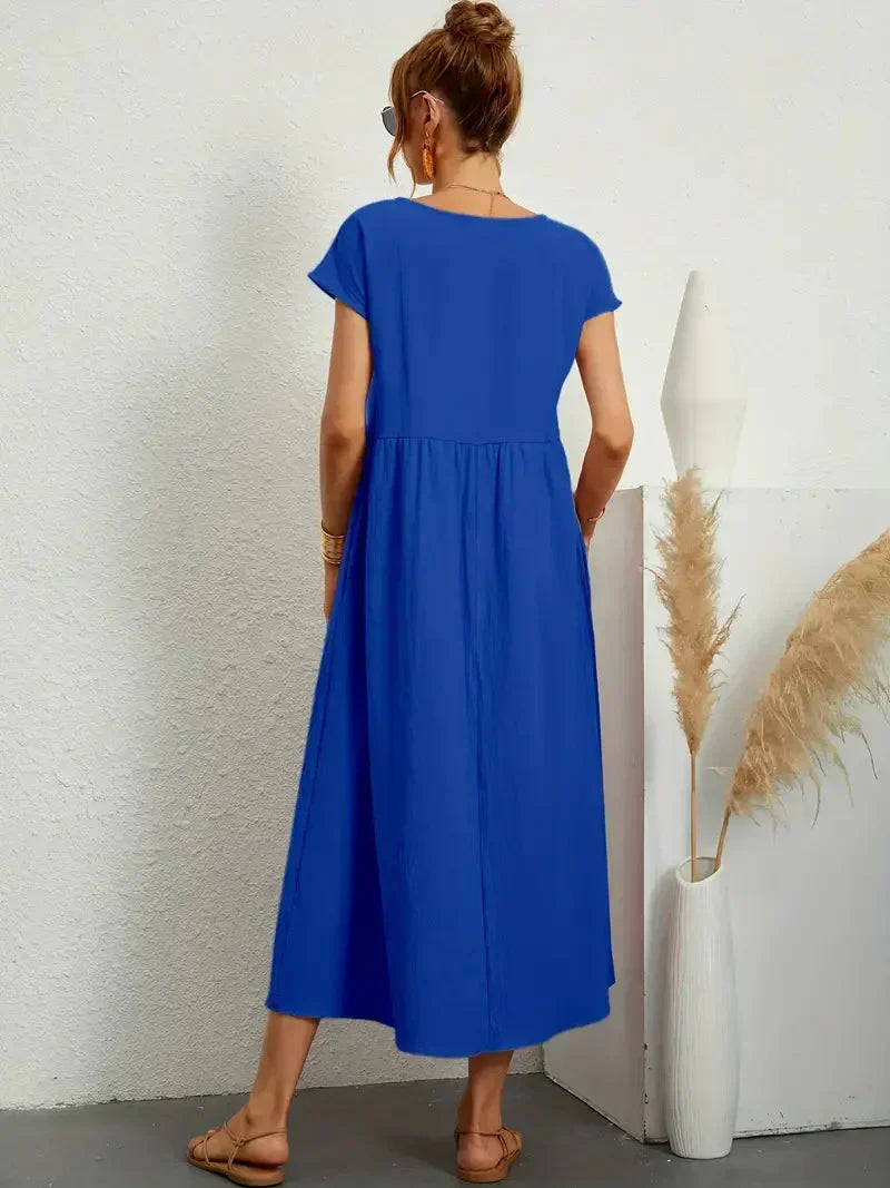 Melody Long Dress for Women – Light Summer Dress in Blended Cotton with Elegant Cut & Timeless Style