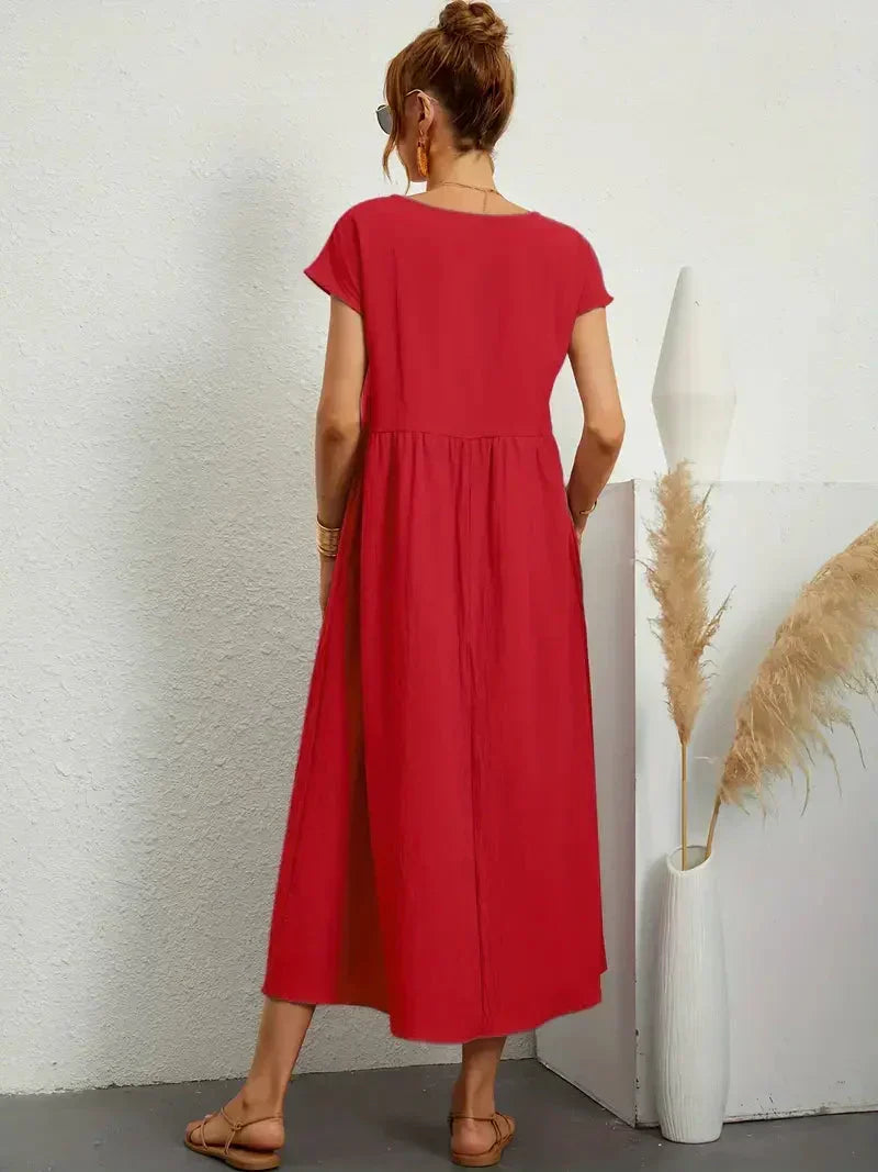 Melody Long Dress for Women – Light Summer Dress in Blended Cotton with Elegant Cut & Timeless Style