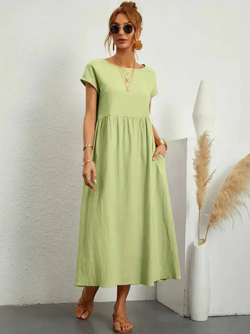 Melody Long Dress for Women – Light Summer Dress in Blended Cotton with Elegant Cut & Timeless Style