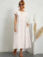 Melody Long Dress for Women – Light Summer Dress in Blended Cotton with Elegant Cut & Timeless Style