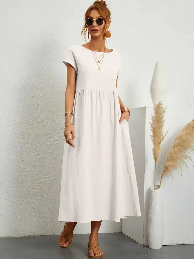 Melody Long Dress for Women – Light Summer Dress in Blended Cotton with Elegant Cut & Timeless Style