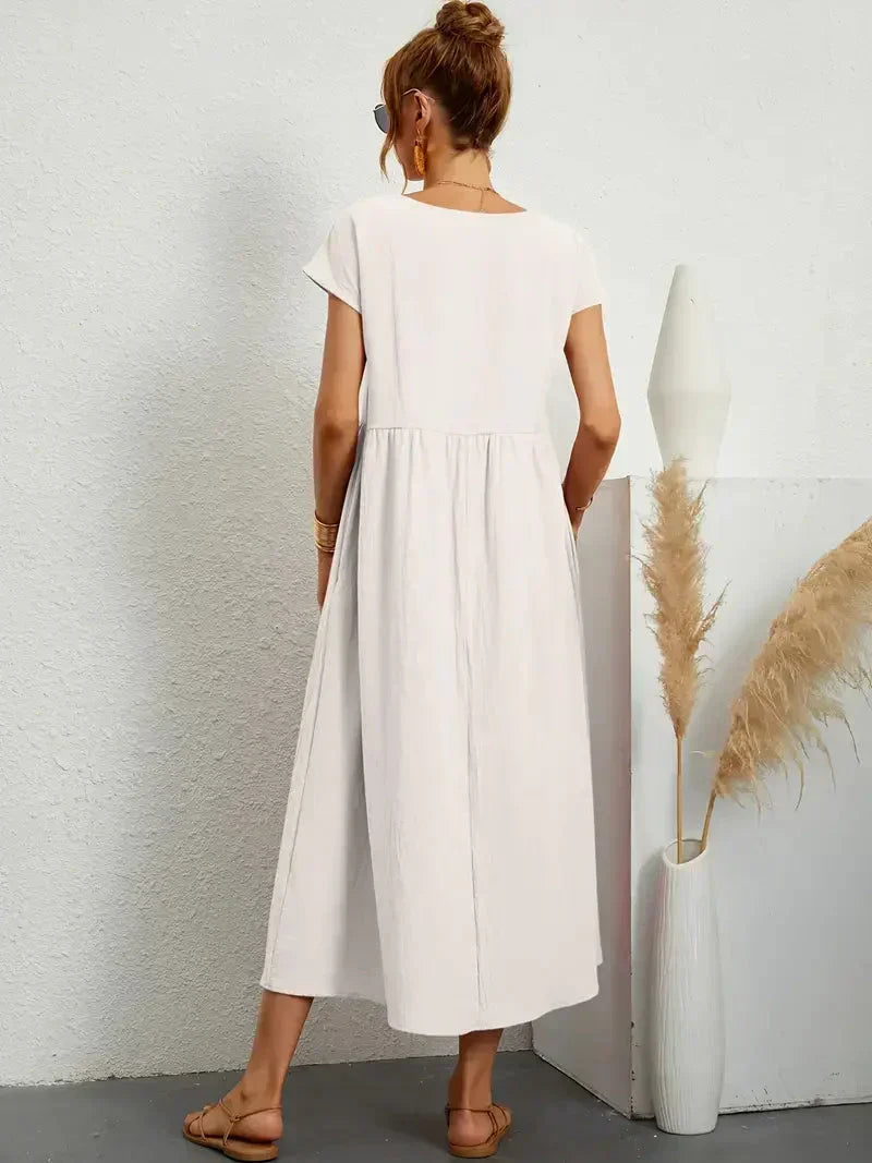 Melody Long Dress for Women – Light Summer Dress in Blended Cotton with Elegant Cut & Timeless Style