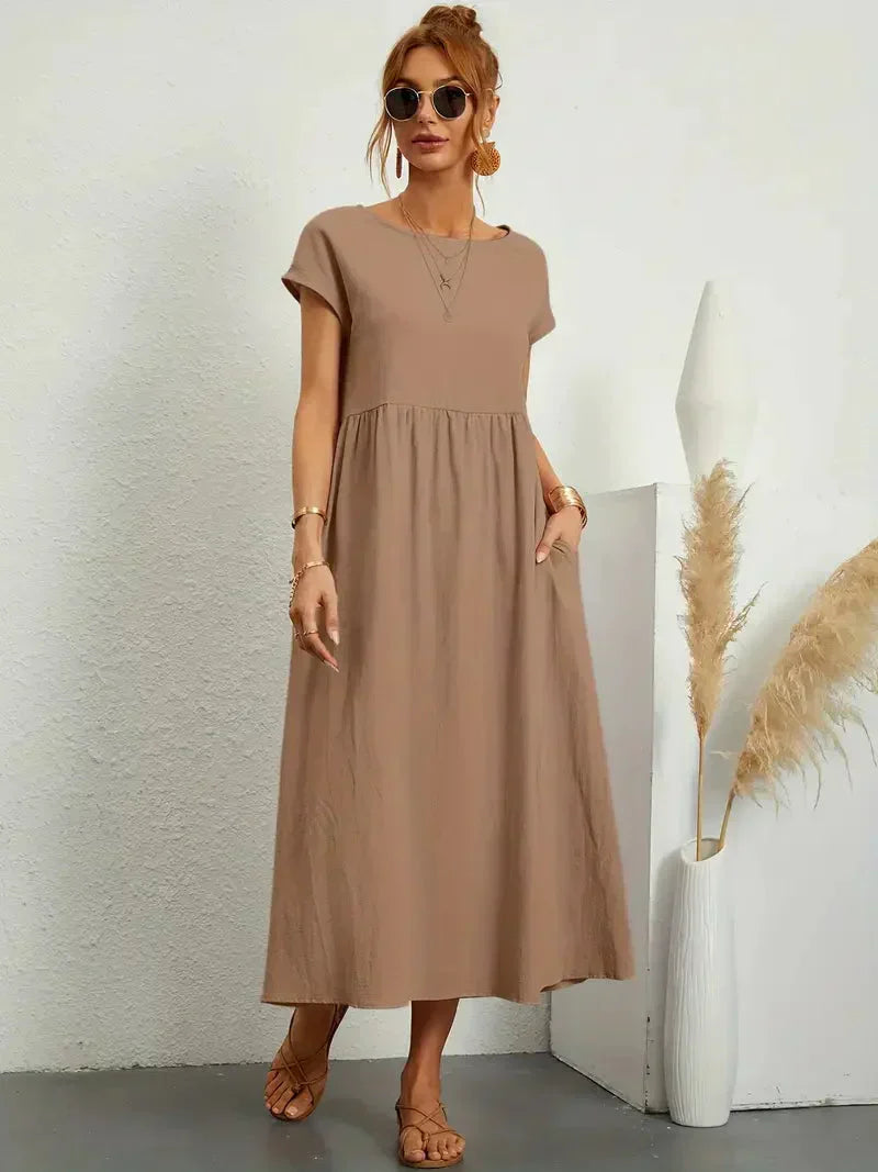 Melody Long Dress for Women – Light Summer Dress in Blended Cotton with Elegant Cut & Timeless Style