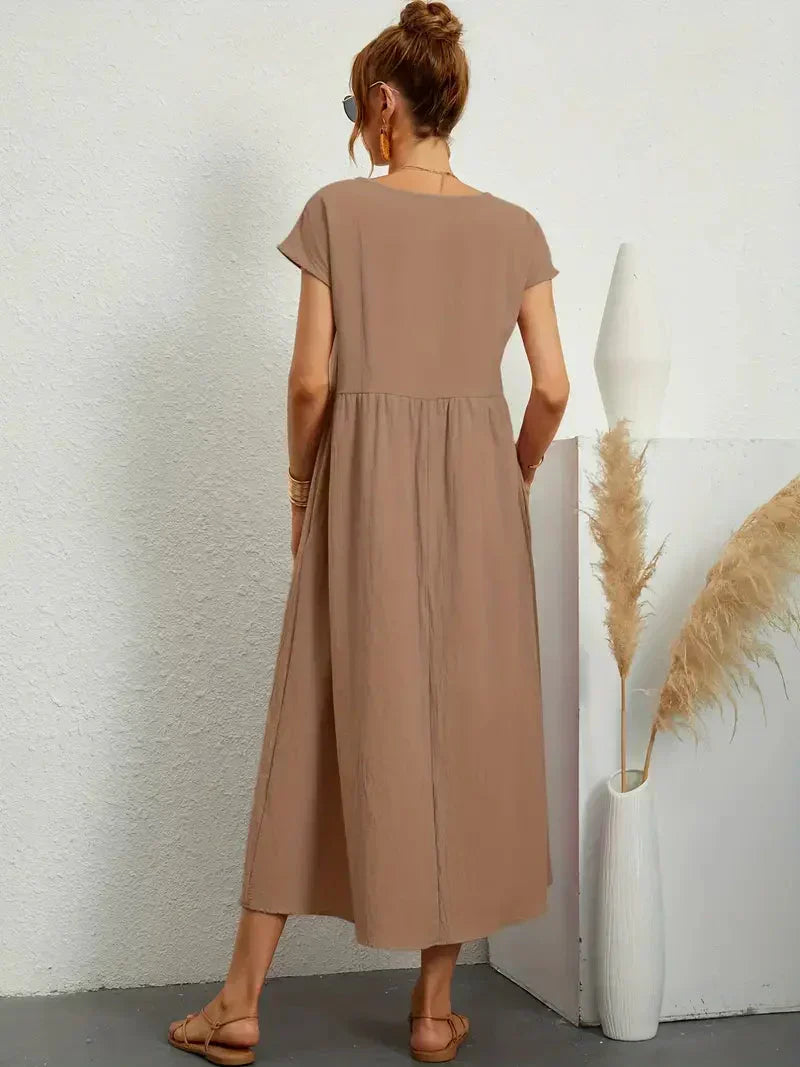Melody Long Dress for Women – Light Summer Dress in Blended Cotton with Elegant Cut & Timeless Style