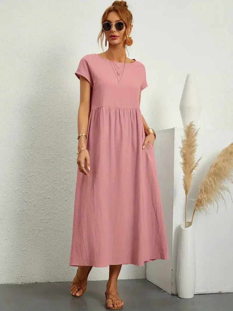 Melody Long Dress for Women – Light Summer Dress in Blended Cotton with Elegant Cut & Timeless Style