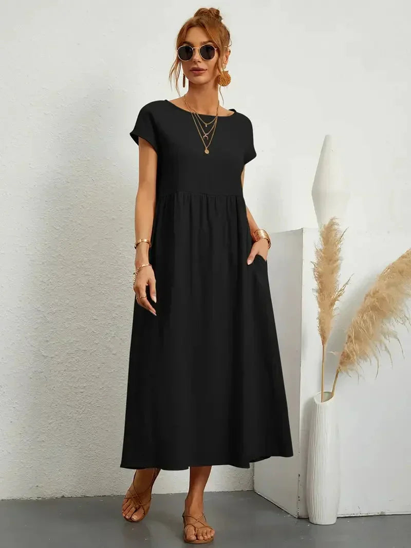 Melody Long Dress for Women – Light Summer Dress in Blended Cotton with Elegant Cut & Timeless Style
