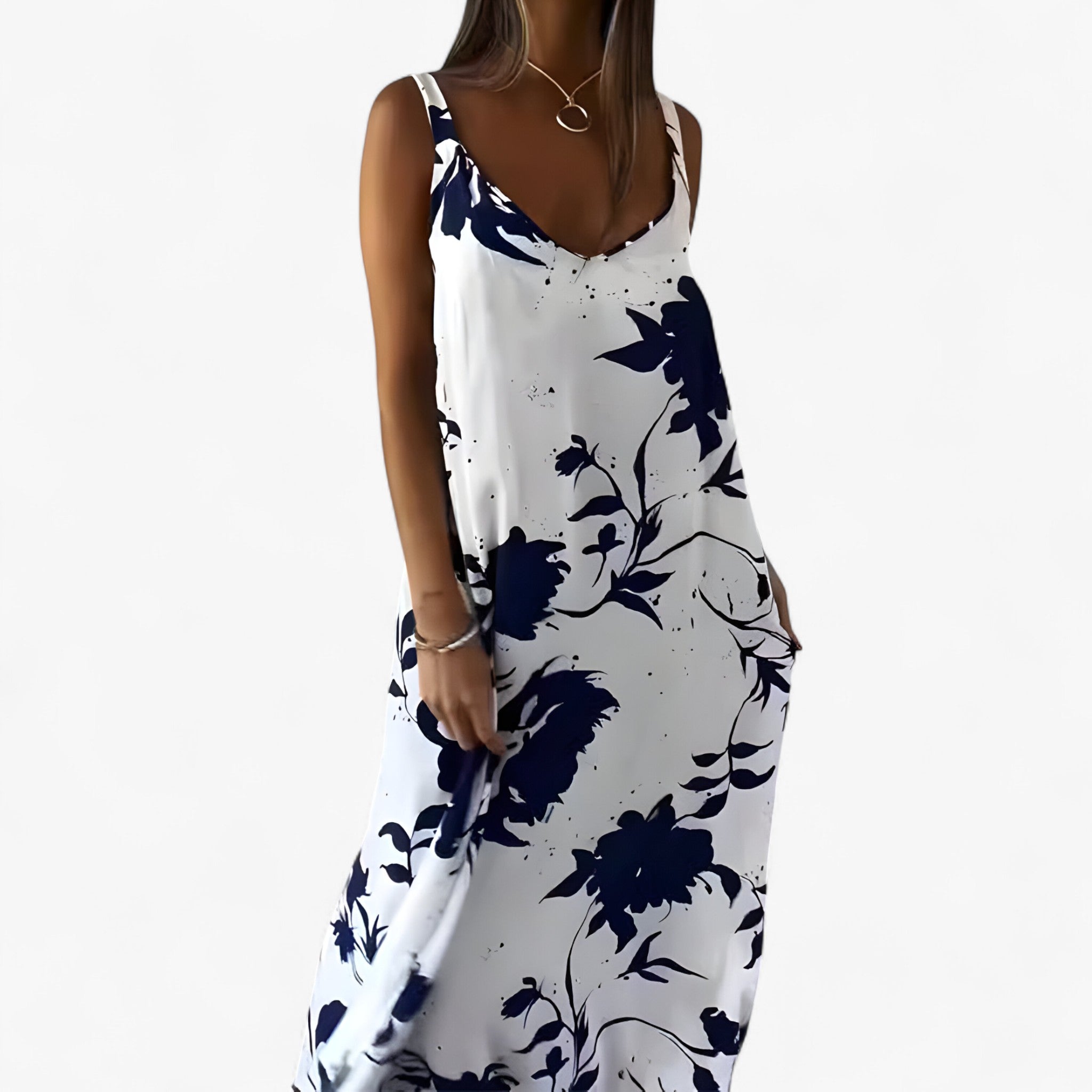 Daniela Summer Dress for Women – Sleeveless Floral Dress in Light Cotton for Sunny Days