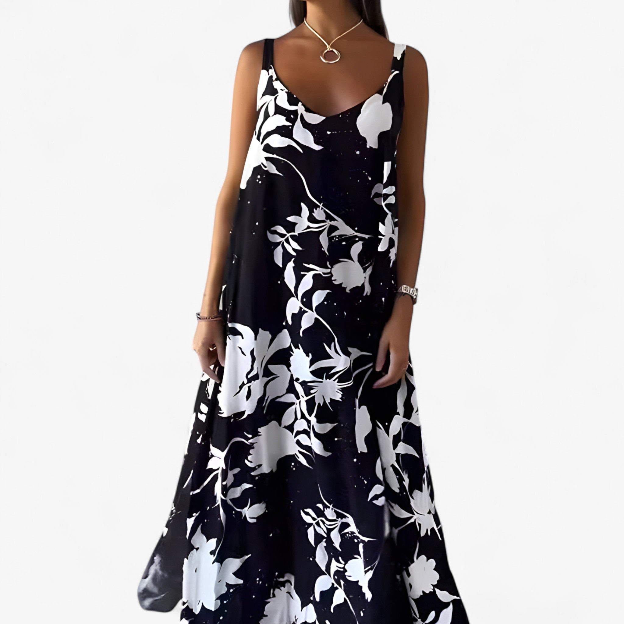 Daniela Summer Dress for Women – Sleeveless Floral Dress in Light Cotton for Sunny Days