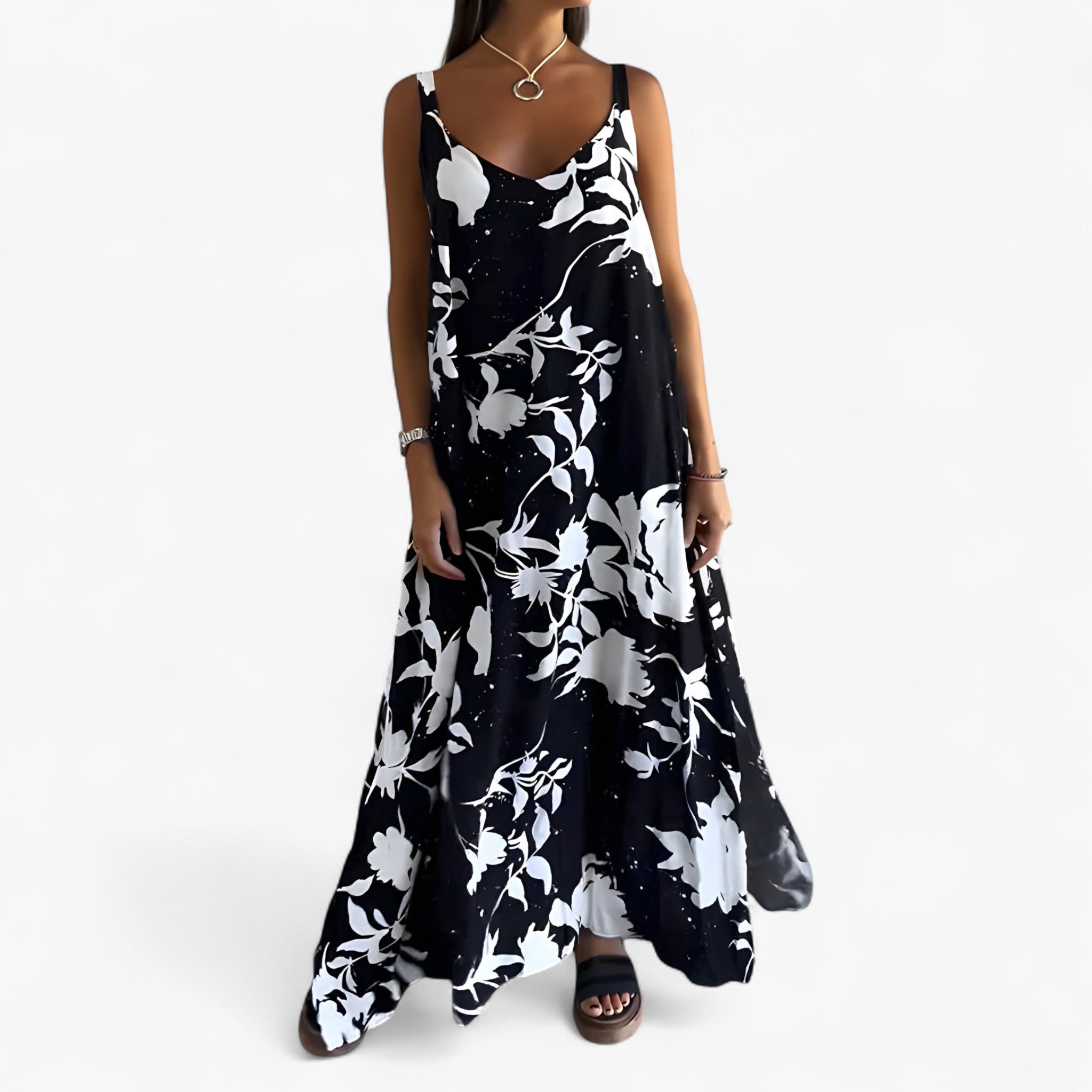 Daniela Summer Dress for Women – Sleeveless Floral Dress in Light Cotton for Sunny Days