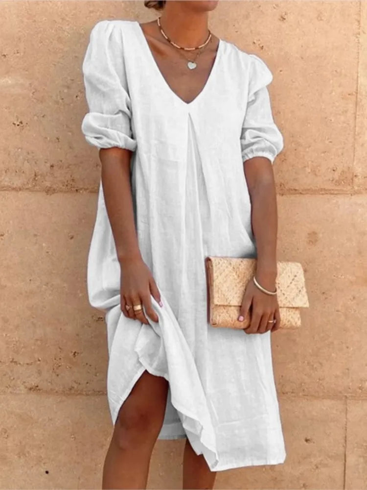 Fanny Midi Dress for Women – Elegant Summer Dress with Flattering Cut & Breathable Comfort