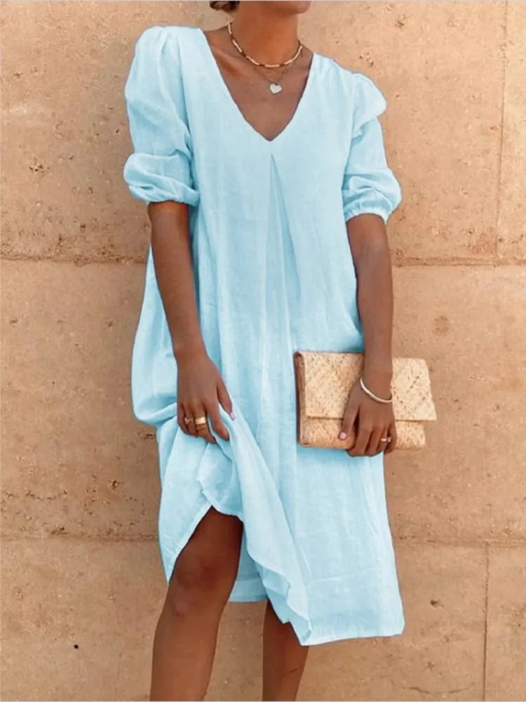 Fanny Midi Dress for Women – Elegant Summer Dress with Flattering Cut & Breathable Comfort