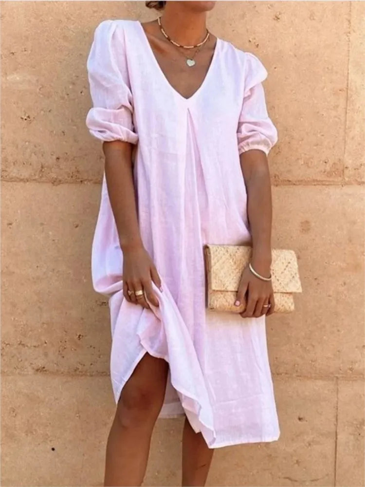 Fanny Midi Dress for Women – Elegant Summer Dress with Flattering Cut & Breathable Comfort