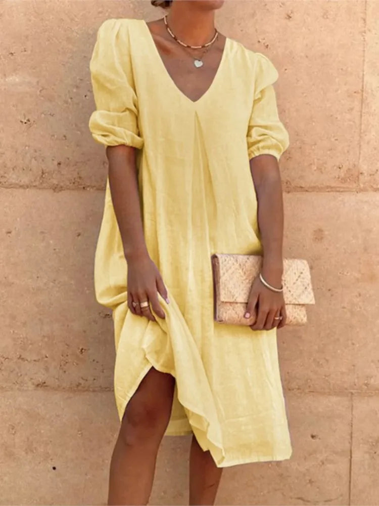 Fanny Midi Dress for Women – Elegant Summer Dress with Flattering Cut & Breathable Comfort