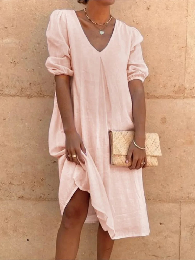 Fanny Midi Dress for Women – Elegant Summer Dress with Flattering Cut & Breathable Comfort