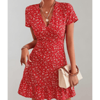 Daria Floral Dress for Women – Flowy Hem, V-Neckline and Discreet Waist by Looksy