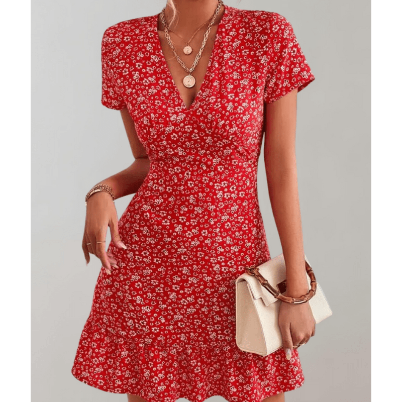 Daria Floral Dress for Women – Flowy Hem, V-Neckline and Discreet Waist by Looksy