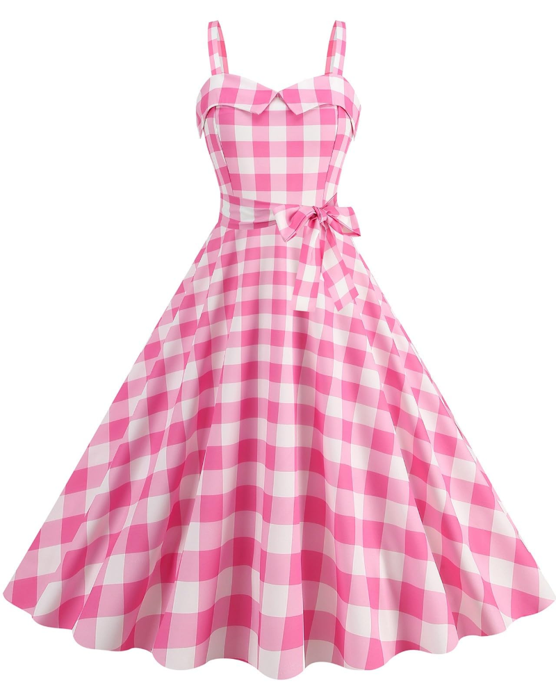 Rosie Dress for Women – Vintage Polka Dot Midi Dress, Sleeveless V-Neck, High Waist, Rockabilly Chic