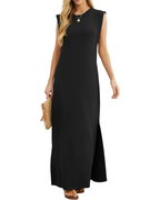 Tulip Long Dress for Women – Sleeveless, Round Neck & Pockets, Flowy Elegant Summer