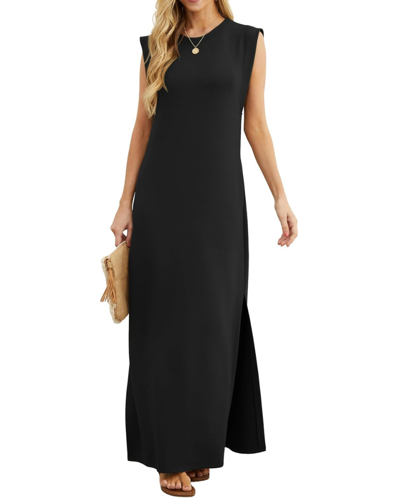 Tulip Long Dress for Women – Sleeveless, Round Neck & Pockets, Flowy Elegant Summer