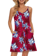 Gabbie Summer Dress for Women – Thin Straps, V-Neck & Pockets, Flowy Cut, Beach