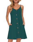 Gabbie Summer Dress for Women – Thin Straps, V-Neck & Pockets, Flowy Cut, Beach