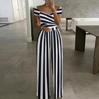 Leah Jumpsuit for Women – Elegant Off-Shoulder Jumpsuit with Wide Legs & Waist Belt