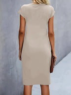 Mylene Midi Dress for Women – Elegant Flattering Cut & Round Neck, Available in Several Colors