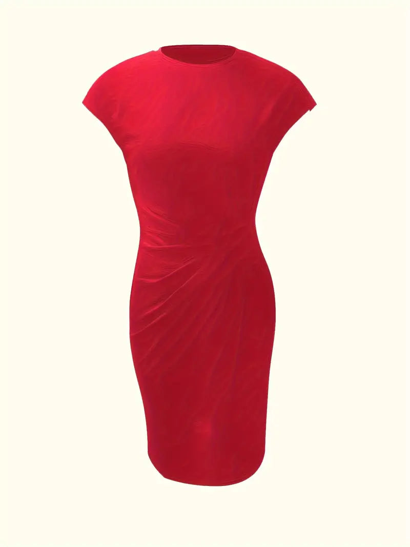 Mylene Midi Dress for Women – Elegant Flattering Cut & Round Neck, Available in Several Colors